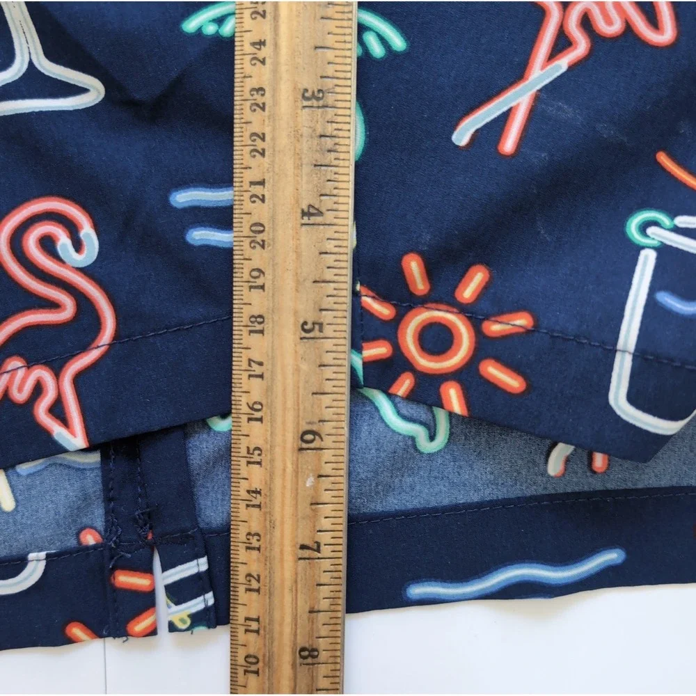 Chubbies The Neon Lights Swim Trunks Mens 3XL Navy Flamingo Palm Tree Stretch